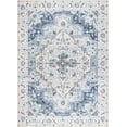 thumbnail image 7 of ADecor Washable Rug 5x7, Vintage Distressed Floral Area Rug for Living Room, Large Soft Non-Slip Low Pile Stain Resistant Indoor Carpet for Bedroom, Dining Room, Hallway, Office, Entryway - Blue, 7 of 7
