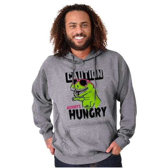 Caution Cool Dinosaur Always Hungry Hoodie Sweatshirt Women Men Brisco Brands S