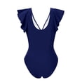 thumbnail image 4 of UJNDER One-Piece Swimsuit Ruffle Bikini Style Monokini for Beach Pool and Swimwear with Flouncy Detail Bathing Suit for Women Navy XXL, 4 of 5