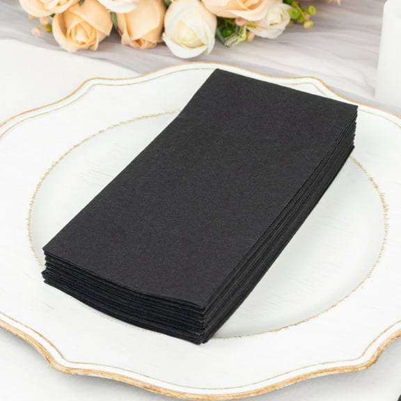 Efavormart 20 Pack | Black Soft Linen-Feel Airlaid Paper Party Napkins, Highly Absorbent Disposable Dinner Napkins