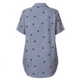 thumbnail image 6 of ClodeEU Women's Striped Embroidered Plus Size Print Short Sleeve Peplum Blouse, Casual Button Down Summer Shirt Navy,Women's Plus XXXXL, 6 of 6