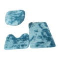 thumbnail image 4 of Juego de 3 alfombrillas de baño peludas con tapa de inodoro. azul oscuro, 4 of 9