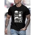 thumbnail image 1 of " Eat Sleep Game Repeat "Stylish Print Summer & Spring Tee For Men, Casual Short Sleeve Fashion Style T-Shirt, Sporty New Arrival Novelty Top For Leisure, 1 of 6