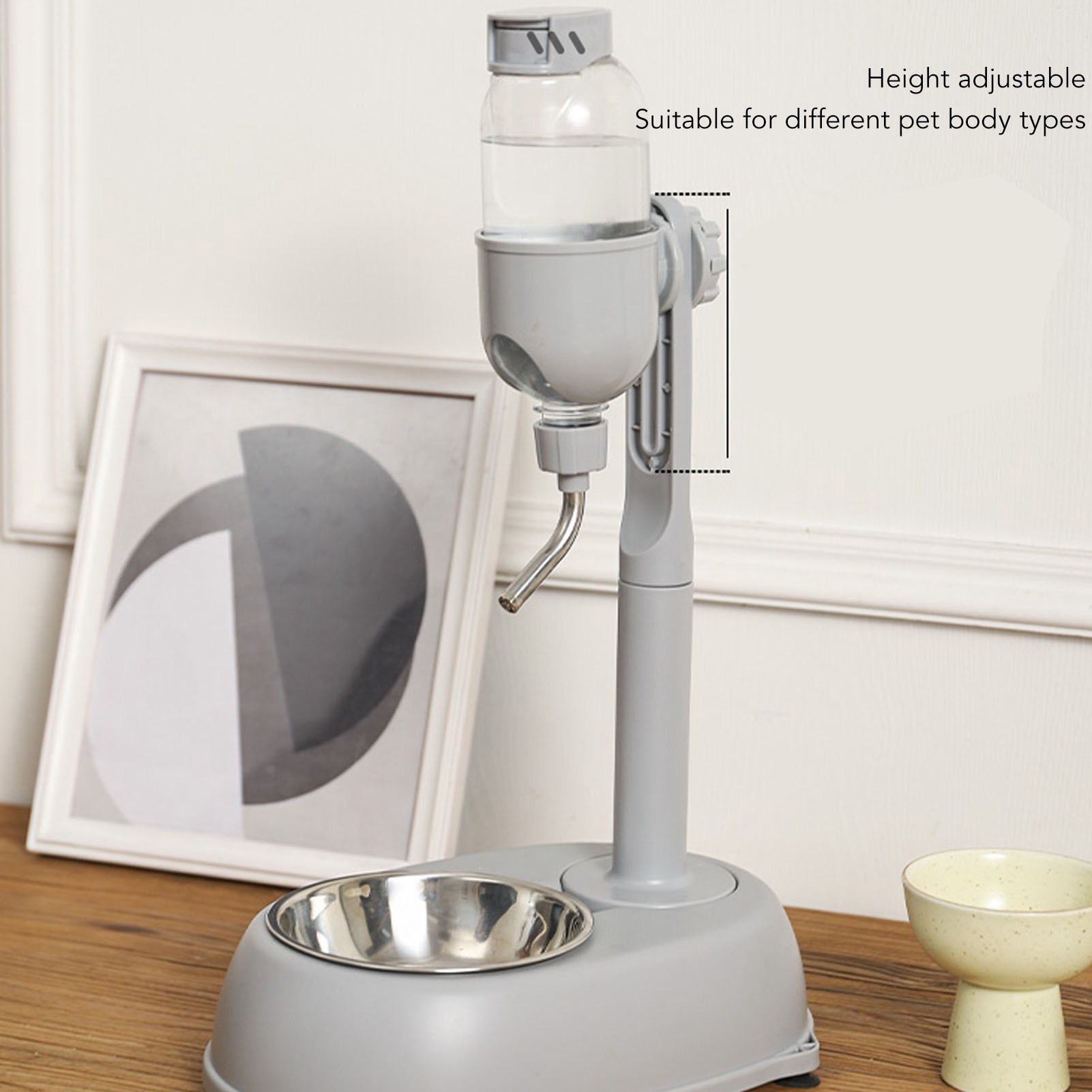 Pet Standing Water Dispenser Bowl 500ml Multifunctional Detachable Height Adjustable Automatic Feeder