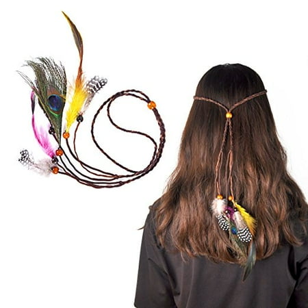 Headwear Headband - Lady Up Hair Bands Bohemian Feather Headbands Headwear for Women Girls, 2-Pack