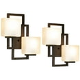 thumbnail image 2 of Possini Euro Design Modern Wall Light Sconces Set of 2 Bronze Hardwired 15 1/2" High 2-Light Fixture Square Opal Glass for Bedroom, 2 of 9