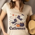 thumbnail image 4 of Catloween Black Cat T-Shirt | Cute Halloween Kittens and Pumpkin Graphic Tee, Ash, Size L, 4 of 6