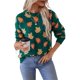 thumbnail image 2 of Suéter de Punto Suave y Cómodo de Larga con Cuello Redondo, Estilo Jacquard Informal y Moderno para Mujer con Estampado de Hojas Otoñales. Verde Oscuro XL, 2 of 10