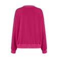 thumbnail image 3 of VBARHMQRT Chandails à Capuche Couple Hiver Femme Col Rond Court Couleur Unie, 3 of 5