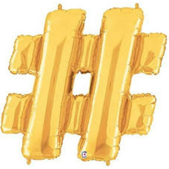 Metallic Gold Hashtag Jumbo 40 Inch Foil Mylar Balloon [05862]