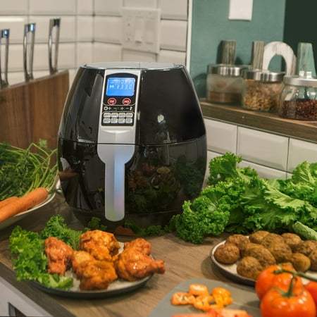 After Christmas Appliance Sales XtremepowerUS 3.7QT 1500W Electric Air Fryer Cooker 8 Cooking Menu Setting Digital Display, Black ()