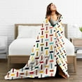 thumbnail image 5 of DouZhe Ultra-Soft Micro Fleece Lightweight Flannel Bed Blanket, Multicolored Sticks Wicker Print Cozy Warm Throw Blankets, 50"x40", 5 of 7