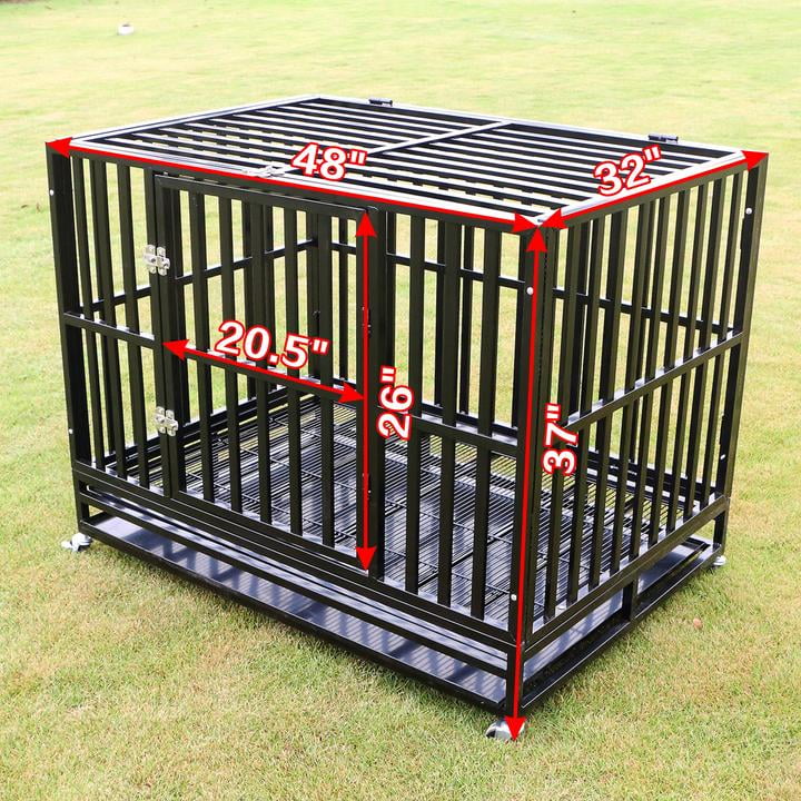 Heavy Duty Dog Crate with Tray, Black 