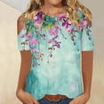 thumbnail image 2 of ibuvkizy Womens Tops Clearance,Short Sleeve Shirts for Women,Women's Fashionable Solid Color T-shirt Short Sleeved Shirt Round Neck Casual Top,Plus Size Blouses Shirts,Summer Casual Graphic Tees, 2 of 5