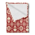 thumbnail image 2 of Nordic Soft Flannel Fleece Blanket, Nordic Stitch Skull Pattern with Snowflakes and Floral Design Ornamental Knit Design, Cozy Plush for Indoor and Outdoor Use, 70" x 90", Red Beige, by Ambesonne, 2 of 5