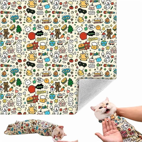 Calming Cat Grooming Kit, Bite-Proof Scratch-Proof Self-Adhesive Wrap with Nail Clippers, Escape-Proof Grooming Bag for 6-10 lbs Kittens