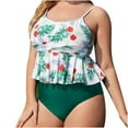 thumbnail image 2 of Lilgiuy Plus Size Swimsuit for Ladies Fashion Woman Plus Large Size Flowers Print Suspenders Women's Split Swimsuit, 2 of 5