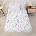 thumbnail image 4 of Homewish Cute Coquette Bowknot Zipper Twin Comforter Sets with Fitted Sheet and 2 Pillowcases,Cartoon Cute Bowtie Zipper Bedding Set For Girls Kids,White Purple,Reversible,4-Piece, 4 of 7
