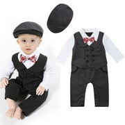 Nouveau-né bébé garçon Gentleman costume formel barboteuse combinaison smoking tenue