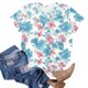 thumbnail image 4 of Tops de Ajuste Suelto para las Mujeres Impreso Manga Corta Suéter Camiseta Cuello Redondo Blusa Casual, Top de Moda para el Uso Diario Y las Salidas, 4 of 6