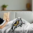 thumbnail image 3 of Eye Soft Flannel Fleece Blanket, Aggressive Gaze of a Bird of Prey Cartoon Mascot Hunter Falcon Eagle Hawk, Cozy Plush for Indoor and Outdoor Use, 50" x 60", Pale Grey Marigold Black, by Ambesonne, 3 of 5