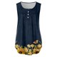 thumbnail image 2 of Gibobby Camiseta sin mangas con estampado de girasol y cuello en V con botón simple informal de verano para mujer(Marina,CH), 2 of 3