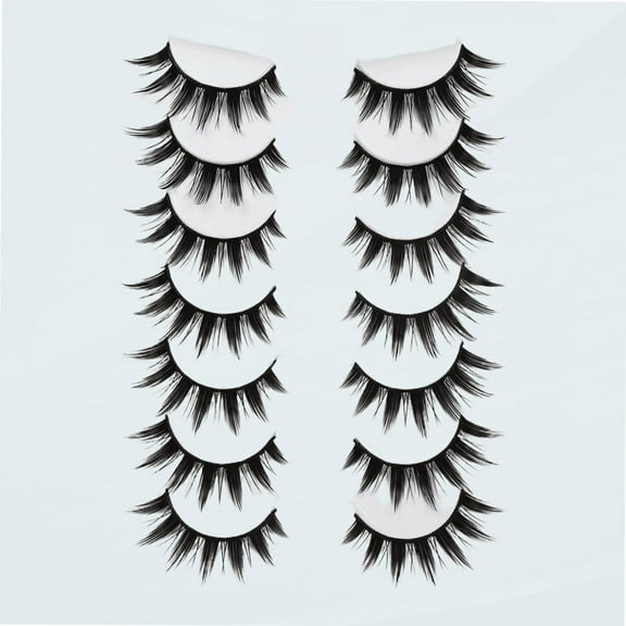 Manga Lashes False Eyelashes Doll Eye Natural Anime Lashes 8D Spiky Wispy Thick Faux Mink Eye Lash Strips 7 Pairs Pack