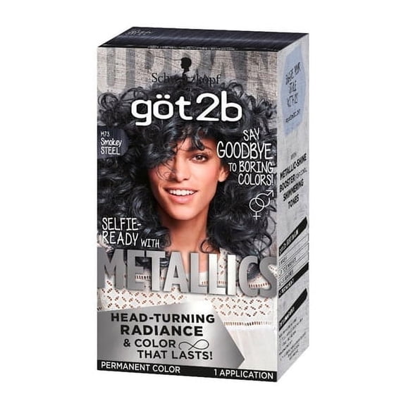 Schwarzkopf Got 2B Metallics Permanent Hair Color, Smokey Steel, 1 Ea
