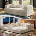 thumbnail image 2 of VKHCU 79" Convertible Sofa Bed, 5-in-1 Sleeper Sofa, Boneless Couch with Fixed-Shape Frame, Corduroy Folding Floor Sofa for Living Rooms,Bedroom, Apartment, No Assembly Required, White, 2 of 9