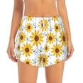 thumbnail image 3 of Uemuo Sunflowers Pattern Women's Athletic Shorts High Waisted Running Shorts with Liner Pockets Gym Elastic Workout Shorts-Large, 3 of 9