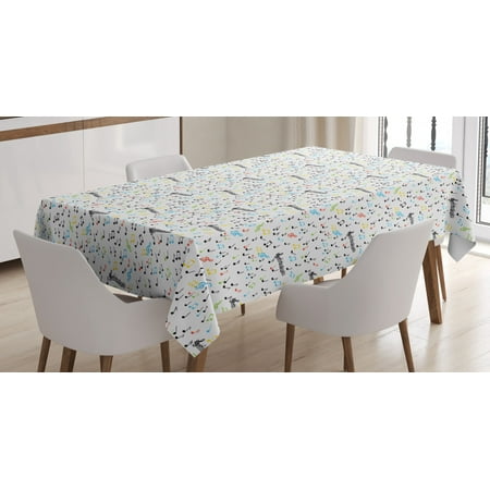 

Music Tablecloth Symbolic Music Notes Joy Artistic Vibes Pitch Beat Rhythm Sound Sonic Timbre Design Rectangular Table Cover for Dining Room Kitchen 60 X 84 Inches Multicolor by Ambesonne