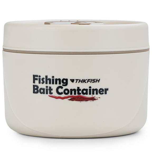 THKFISH Fishing Bait Container, Stainless Steel Insulated Live Bait Storage, Worm Bait Holder, Bait Storage Box, Nightcrawler Box, Bait Bucket to Keeps Bait Fresh and Alive,Beige