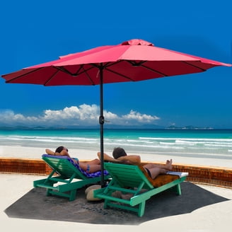 iwicker 15 ft double-sided patio umbrella PURPLE LEAF 15x9ft Rectangular Outdoor Market with Base, Light Grey Suitable for Various Spaces PatioKingdom 15FT Large Patio Umbrella
