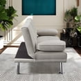 thumbnail image 7 of Futon Sofa Bed, Velvet Fabric Comfy Futon Couch Bed with 2 Square Pillows, Convertible Sleeper Sofa with Adjustable Backres Modern Loveseat Sleeper for Living Room, Beige, 7 of 7