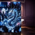 thumbnail image 2 of Manfei Traditional Eastern Dragon Animals Shower Curtain 72Wx72L,Flower Crane Bathroom Curtain,Navy, 2 of 5