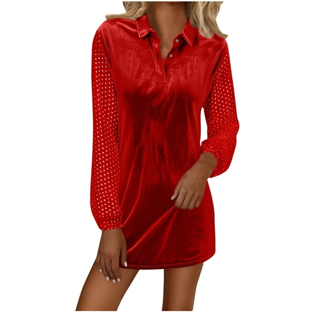 Vestido Largo con Mangas Largas Vestido de Cuello Redondo de Manga Larga de Color Sólido de la Moda de las Mujeres con Poliéster Suave, Vestido Informal Transpirable para la Primavera Diaria