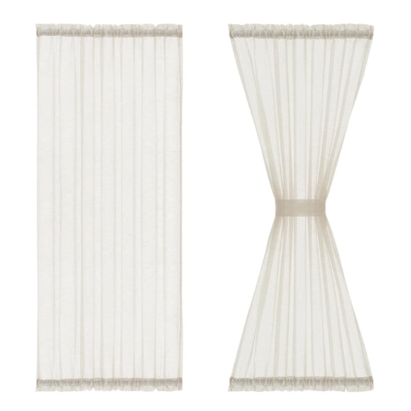 Paneles de cortina transparentes de lino FMFUNCTEX, 180 cm de largo, estilo francés