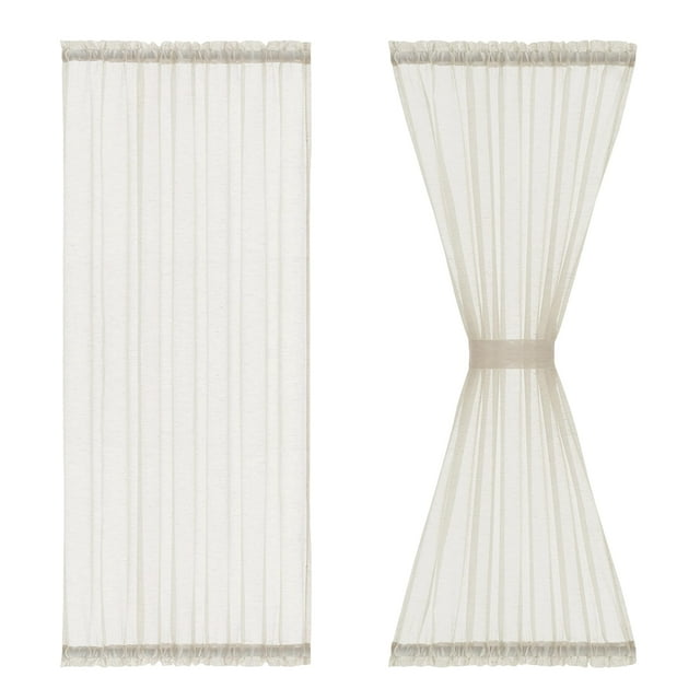 Paneles de cortina transparentes de lino FMFUNCTEX, 180 cm de largo, estilo francés