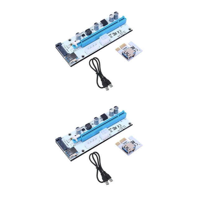 Tholdsy PCI-E 1x a 16x Adaptador extensor Card Card Kit con 3 puertos de alimentación PCIE para Linux Windows XP/7/8/10 azul 2piezas