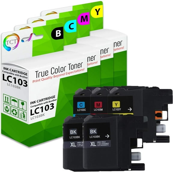 TCT LC103 Ink Cartridge 5 Pack - Premium Compatible Replacement for Brother LC103 LC103BK LC103C LC103M LC103Y