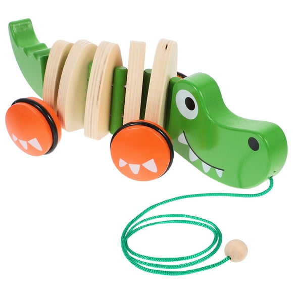 Kids Pull Along Toy Car Crocodile Shaped Toddler Wooden Pull Toy Educational Toy