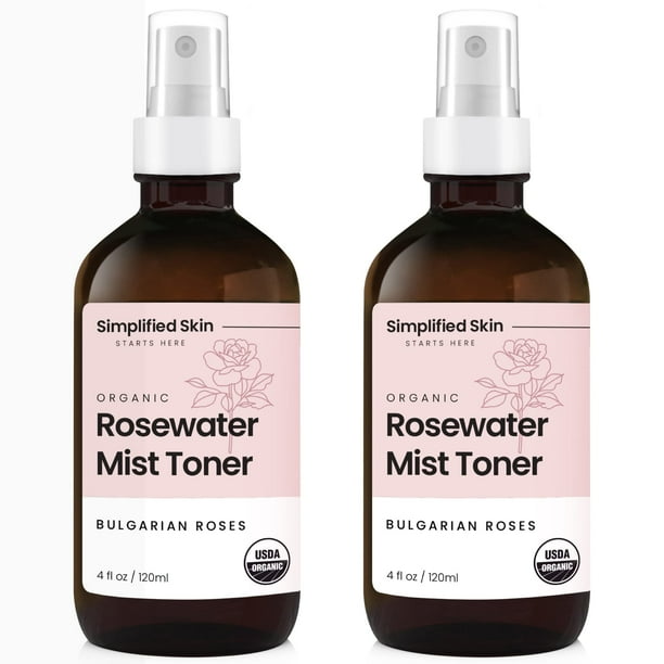 Spray de agua de rosas Simplified Skin Organic, paquete de 2