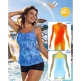 thumbnail image 4 of Zando Womens Tankini Bathing Suits for Women Swimsuits Bandeau Tankini Top with Boy Short Tummy Control 2 Piece Swimming Suits Wave Blue L, 4 of 6