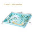 thumbnail image 6 of Zosenley Decorative Tray, Rectangular Plastic Tray with Handles, Modern Vanity Tray and Serving Tray for Bathroom, Kitchen, Ottoman and Coffee Table, 15.6" x 10.2" ( Gold Green), 6 of 6