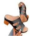 thumbnail image 4 of Hoshose Chunky Sandals Women Fish Mouth Summer Wide Width Sandals Black, 4 of 9