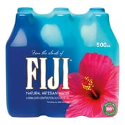 Fiji Natural Artesian Bottled Water 500 Ml / 16.9 Fl Ounce (Pack Of 6) - 100% Recycled Plastic