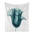thumbnail image 1 of Flower Soft Flannel Fleece Throw Blanket, X-ray Image of a Rose Flower Romance Creative Nature Picture Print, Cozy Plush for Indoor and Outdoor Use, 70" x 90", Teal White, by Ambesonne, 1 of 6