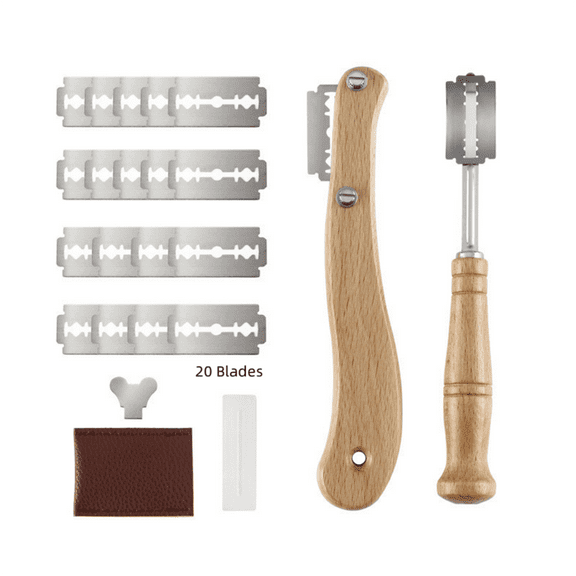 Bread Knife with 20 Blades, Dingrich Bread Scoring Tool Bread Lame, Stainless Steel Dough Knife, Dough Scraper Knife for DIY Bread Dough Patterns
