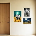 thumbnail image 4 of LZIMU Highland Cow Canvas Wall Art Sunflower Cattle And Teal Moon Pictures Farmhouse Animal Landscape Painting Prints for Home Decor Framed (16.00" x 24.00"), 4 of 5