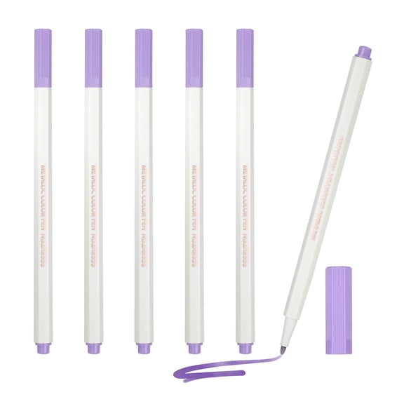 Uxcell Metallic Marker Pens, 6Pcs Permanent Markers Medium Tip Quick Dry Paint Pen on Plastic Wood Stone Glass Canvas DIY Crafts Art Supplies for Drawing Writing Marking, Purple